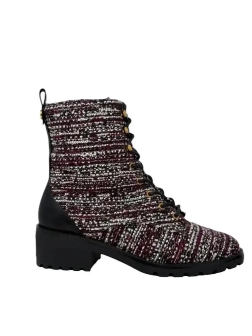 NEW Tory Burch Tweed Lug Sole Combat Boots Grunge Goth Indie Twee 90s Womens 9